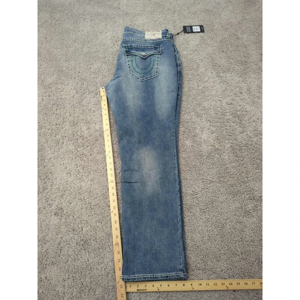 True Religion Jeans Mens 38x32 Denim High Rise‎ Ricky Relaxed Medium Muggy Wash